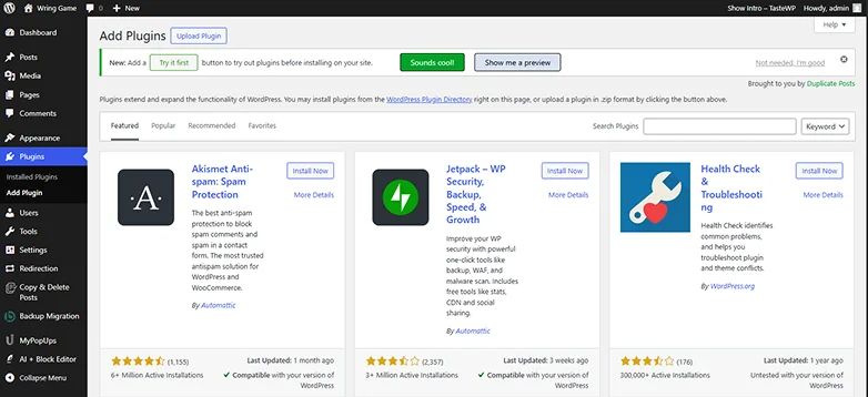 add plugins on wordpress