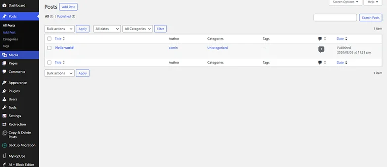 add posts on wordpress