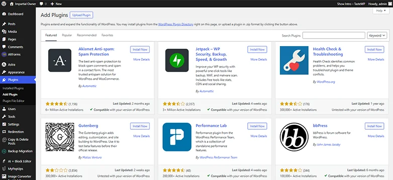 add wordpress plugins