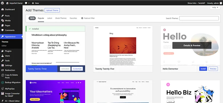 add wordpress themes