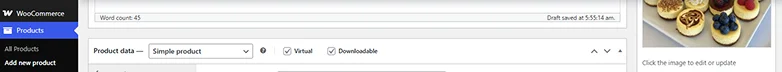 product data section settings